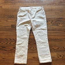 Johnny Was Dolly Boyfriend Jean, Ecru, Size 26