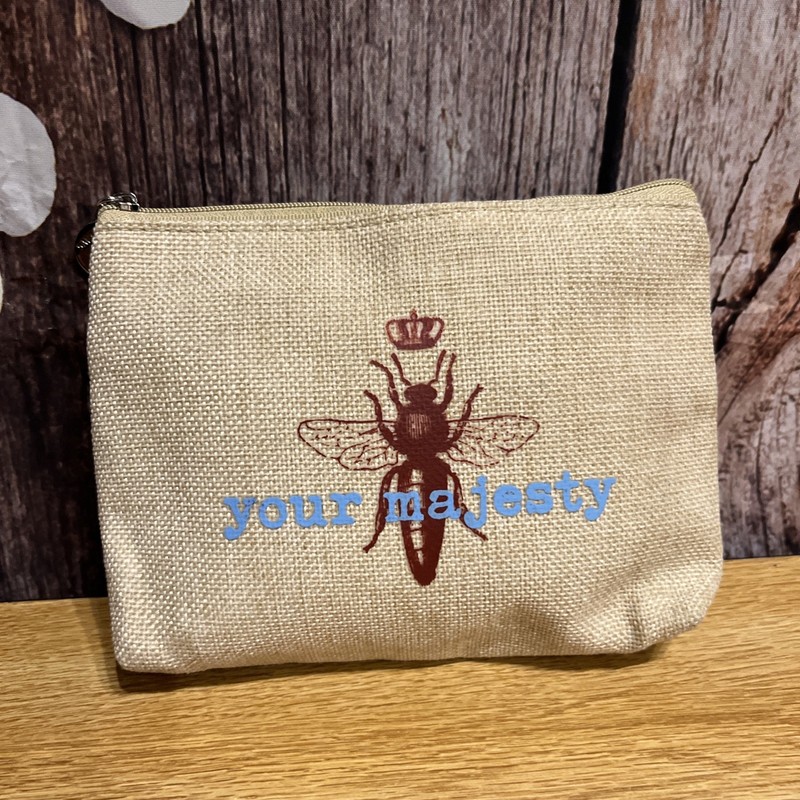 Savannah Bee Cosmetic Travel Bag Pouch Zip close Your Majesty Bee Graphic Canvas