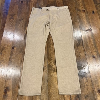 Peter Millar Crown Crafted Plaid Pants Mens 40x34 Camel Hair Flat Front Trousers
