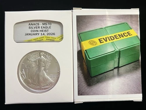 $10 Million Dollar Coin Heist, 2026 American Silver Eagle, ANACS MS 70