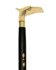 Handcrafted 36  Folding Elegant Wooden Walking Stick with Brass Eagle Handle