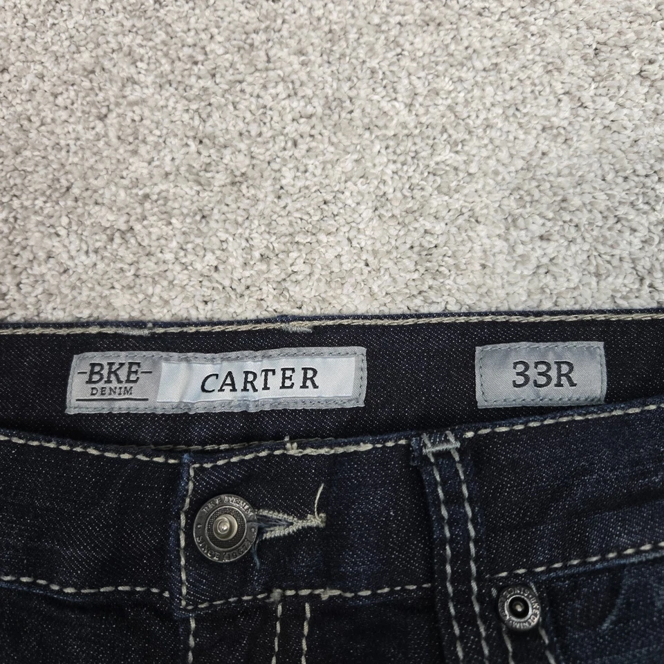 Pantalones de mezclilla BKE Carter para hombre 33x30 lavado oscuro elástico recto Foto 3 de 4