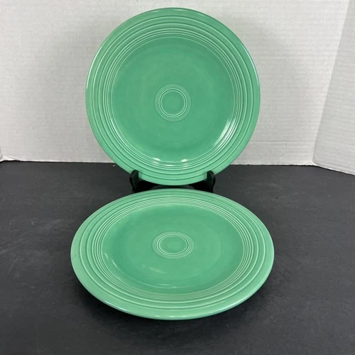 2 Fiesta Ware Homer Laughlin Light Green 10.25" Dinner Plate Vintage