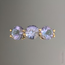 9ct Gold Iolite Trilogy Ring - Size J