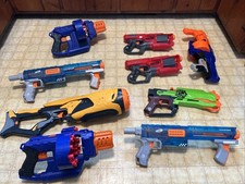 Nerf Lot Of 9 Soft Dart Guns - Rampage , Cycloneshock, Surgefire Etc No Darts 