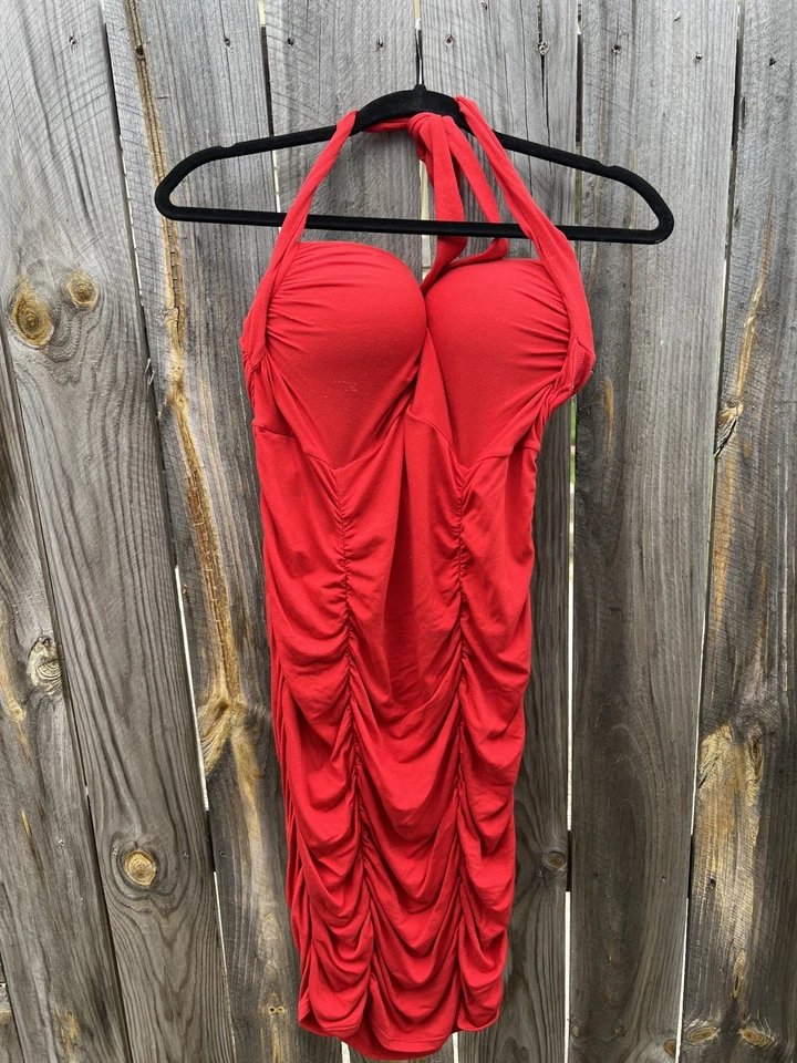 Victoria’s Secret Miraculous Sujetador Top Mini Vestido 34 C Romántico Rojo Amor Scrunch Foto 3 de 3