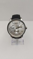 HUGO BOSS 1512415 Automatic Mens Watch Silver Dial Black Leather - Working