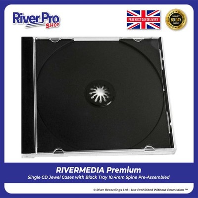 25 CD Jewel Cases mit schwarzem Fach montiert 10,4 mm Rücken hochwertig brandneu