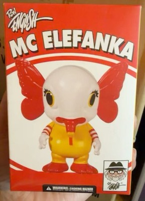 poplife ron english designed mc elefanka green 10cm tall  opended art toy