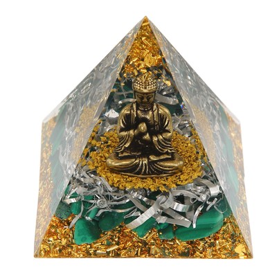 Pyramid Ornament Buddha Statue Gravel Epoxy Resin Pyramid Positive Energy Decora