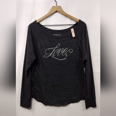 New Victoria's Secret Sparkling Love Top Womens M Gray Retro 90s Y2K Boho Casual