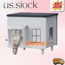 heated outdoor cat house waterproof insulated winter feral shelter