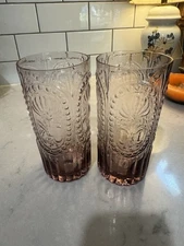 Beautiful Design Vintage Federal Libby 6” Glasses Purple 2 Tumblers