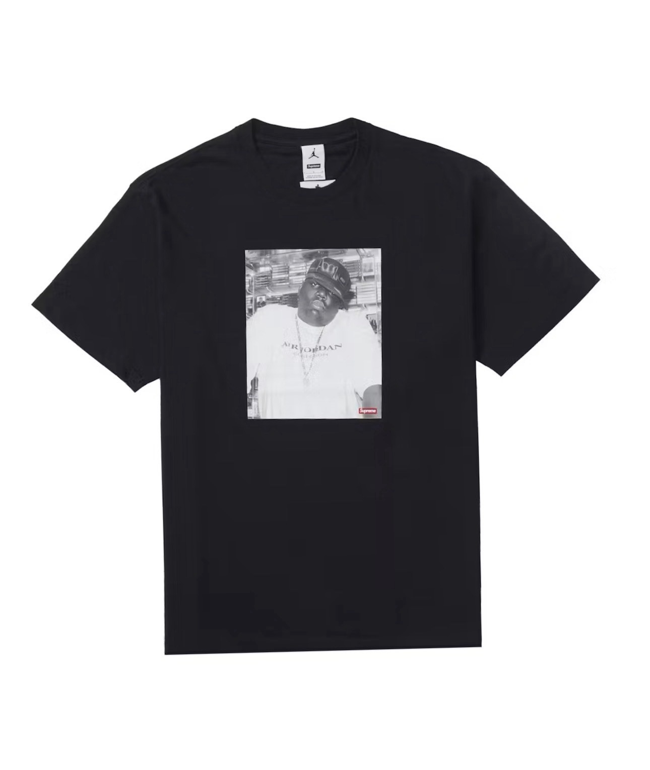 🚨Supreme x Jordan x Biggie Black S/S Graphic Tee Shirt HJ8385-010 Large