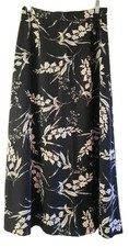 Chaus Womens 10 Black Floral Lined A-line Maxi Midi Skirt