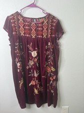 Johnny Was Los Angeles Embroidered Tunic Dress Size Large