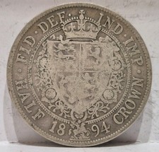 1894 Half Crown Queen Victoria Silver Coin