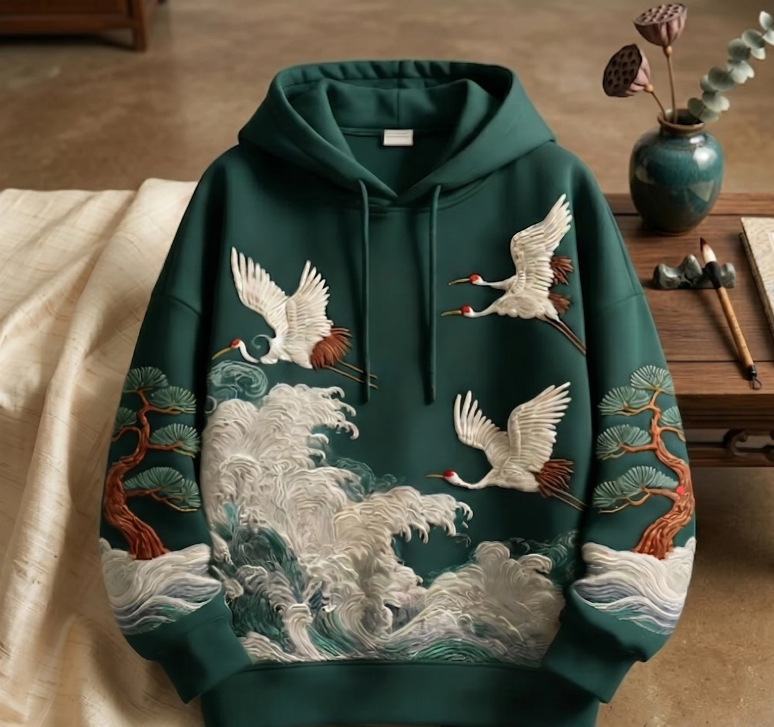 Men Women Japanese Crane Wave Hoodie Oversized Streetwear Graphic Pullover Sweat
Opens in a new wind