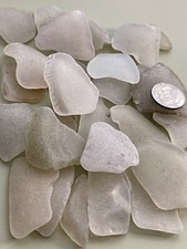 W 1130 Genuine Surf Tumbled Sea Glass/Snow-Frosted Beach Glass