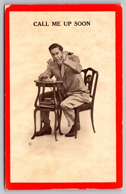 Postcard: Call Me Up Soon, Man On Telephone, Divided Back, Unposted