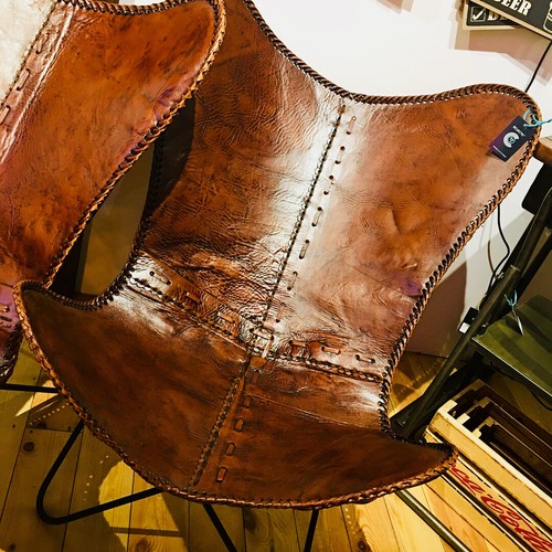 Handmade Vintage Buffalo Leather Butterfly Chair Lounge Accent Relax Arm Chair - Picture 3 of 10