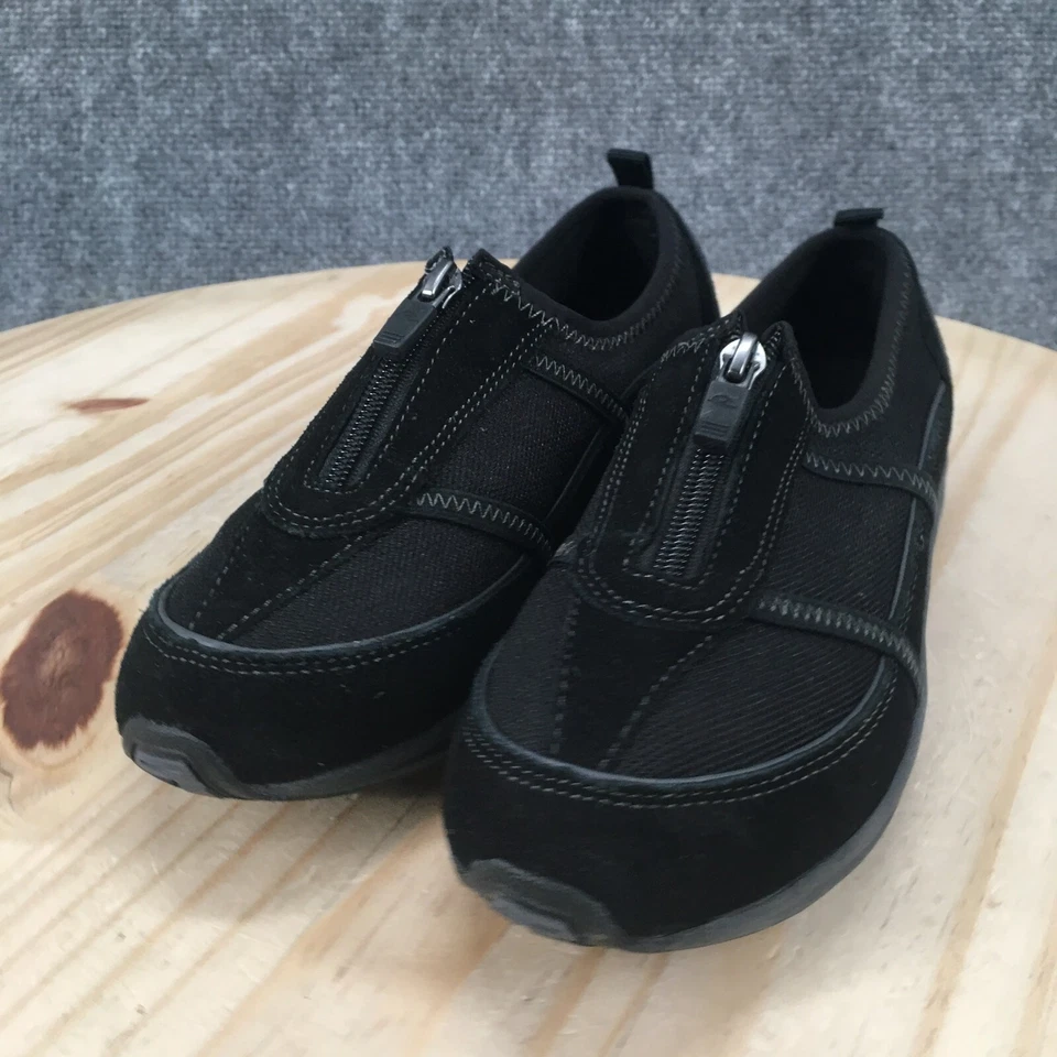 Easy Spirit Shoes Womens 6 Amore Casual Comfort Zip Loafer Flats Black Suede - Image 3 of 4