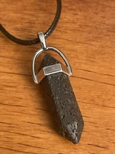 Natural Volcano  Lava Stone Pendants Natural Crystal Gemstone Hexagon 18"