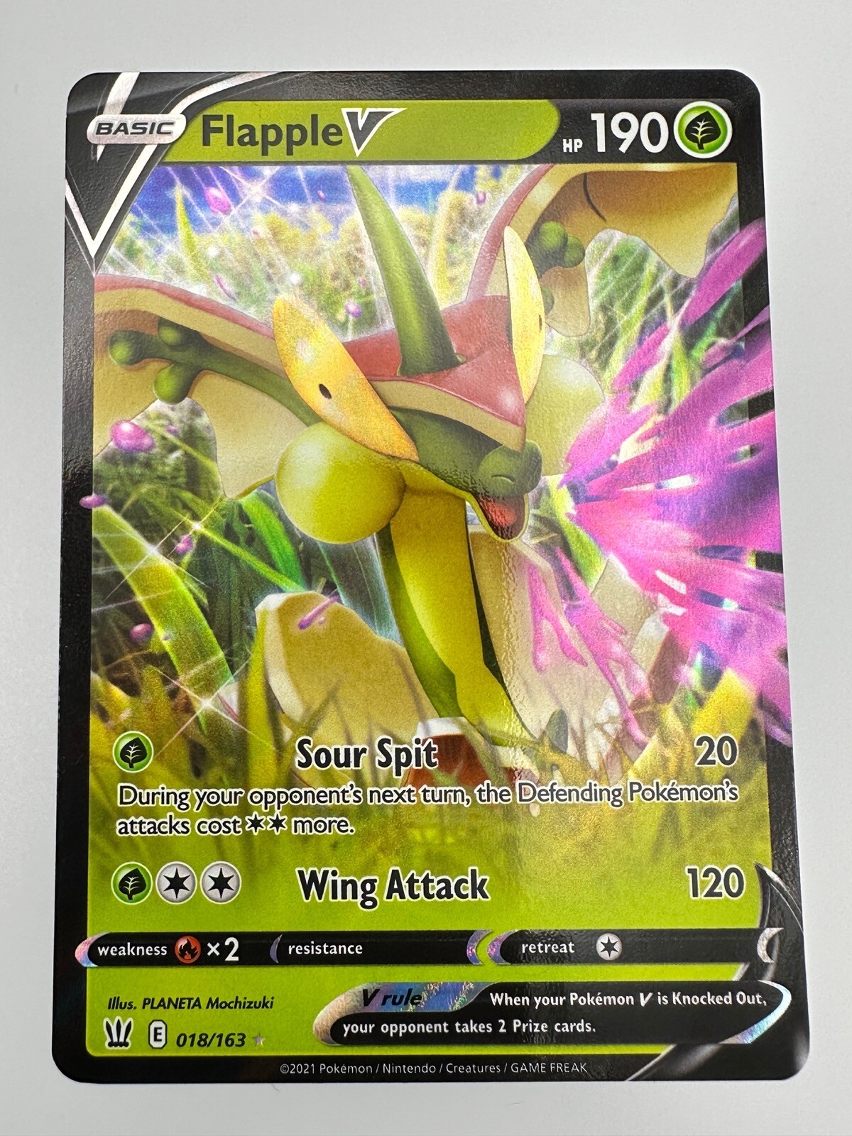 Pokemon TCG Card Battle Styles Flapple V 018/163 Full Art Rare Holo