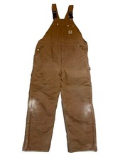 Carhartt Overalls Made In USA Insulated Men  s 42x32 Duck Brown Double Knee