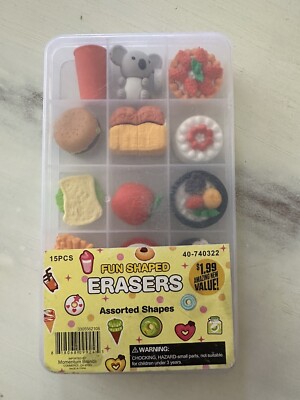Art Erasers Assorted Shapes Assorted Colors 15pcs!