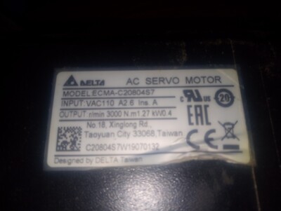 Delta ECMA-C21010S9 Servo Motor Brake Gearmotor 7:1 Ratio 428.57 RPM 110v AC