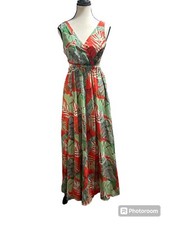 Women’s Tropical Print Crossover Split Maxi Dress Size Size Small