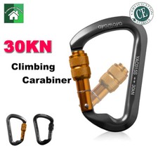 30KN D Shape Aluminum Climbing Caving Carabiner Clip Heavy Duty Screwgate Hook