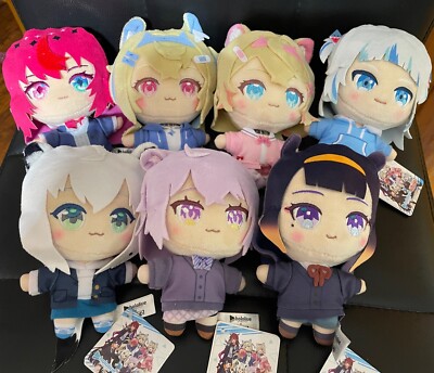 Complete set of 7 Hololive x Round 1 Collab Exclusive  5.9IN Plush New With Tag