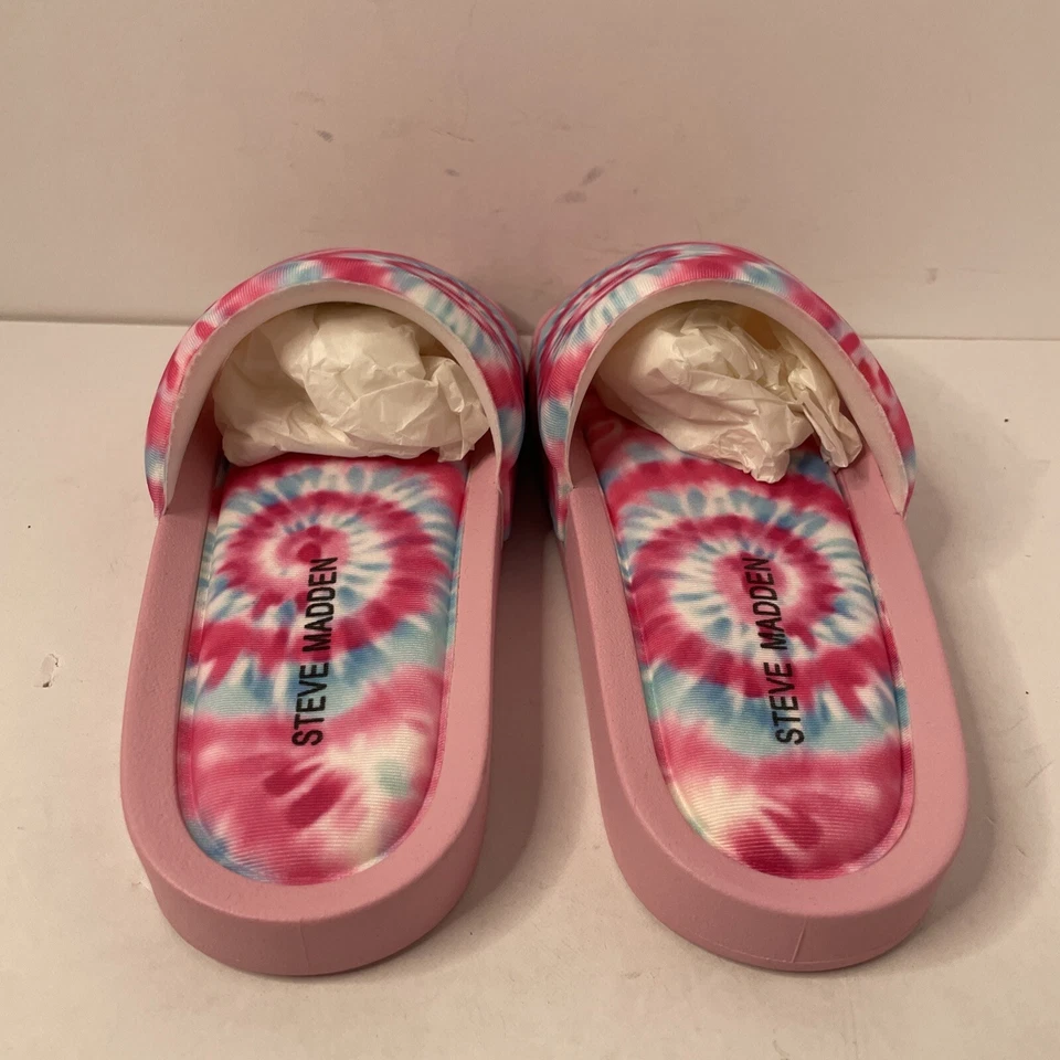 Toboganes para niñas grandes talla 4 TIEDYE rosa Steve Madden Jamil niñas escuela primaria Foto 3 de 4
