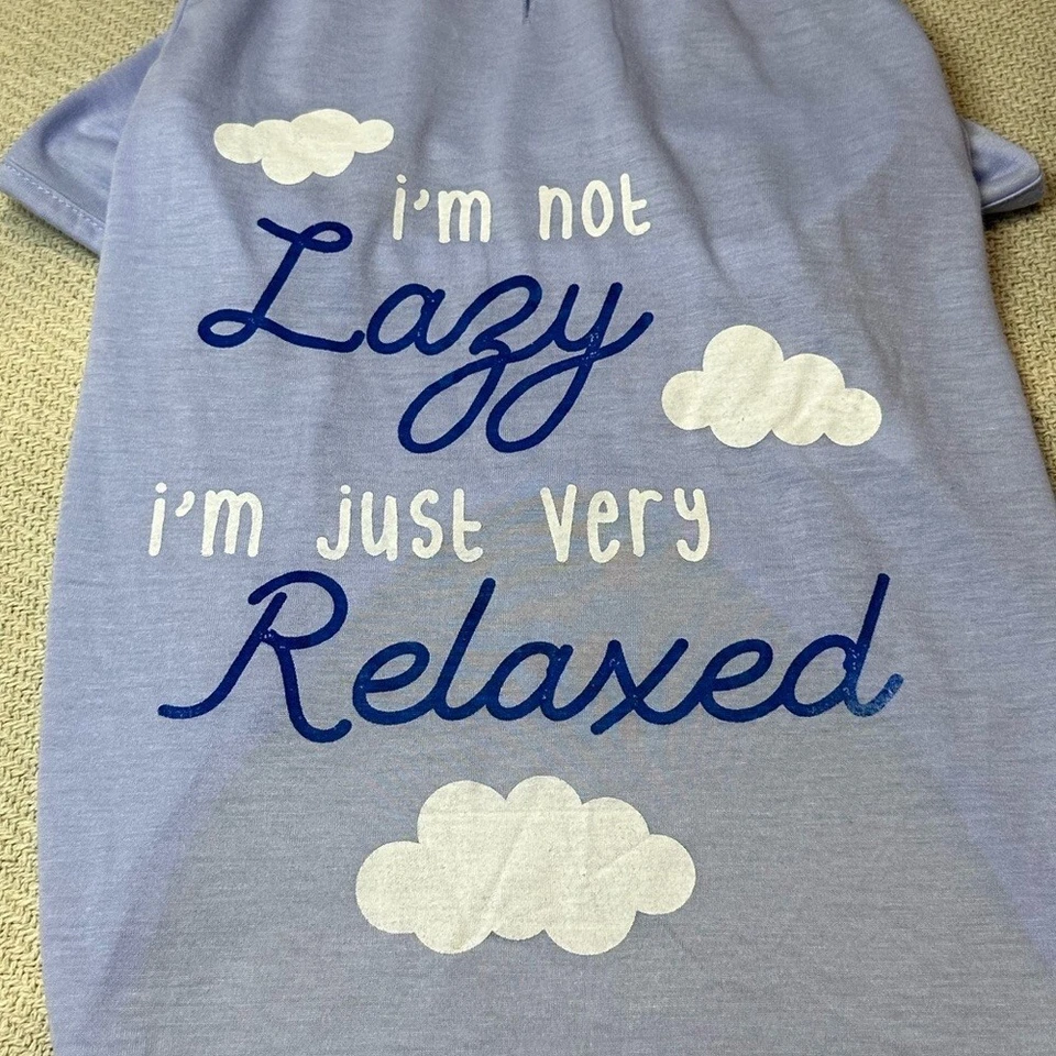 Новый я не ленивый просто очень расслабленный собаки толстовка с капюшоном домашних животных щенок фиолетовый костюм для Хэллоуина - Изображение 2 из 4