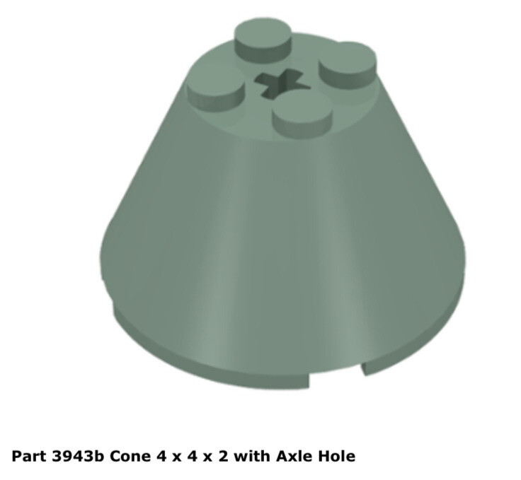 Lego 1x 3943b Sand Green Cone 4 x 4 x 2 with Axle Hole 4709 | eBay
