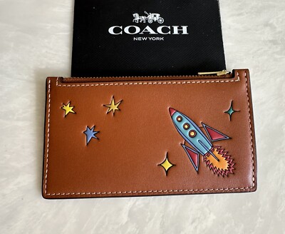 NEW COACH BURNISHED AMBER MULTI OBSERVED BY US ZIP CARD CASE CK173
