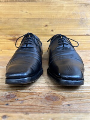 Gucci 181849 Black Leather Lace-up Cap Toe Oxford Dress Shoes Size