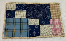 Vintage Antique Patchwork Quilt Table Topper, Four Patch, Early Calico Prints