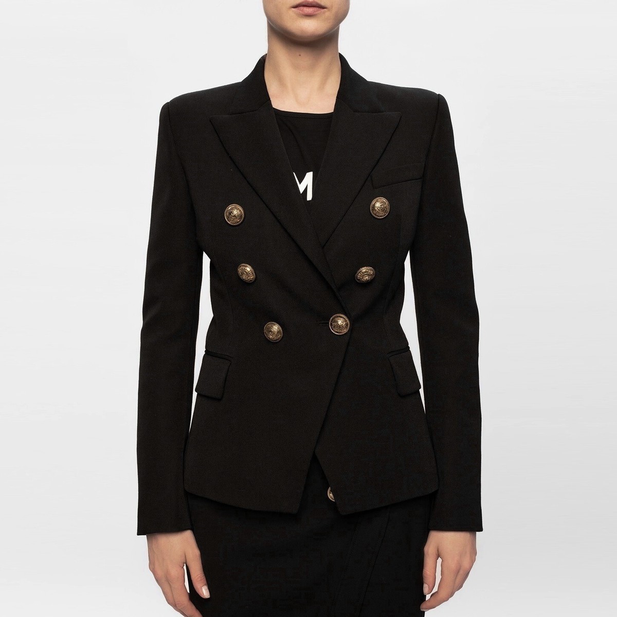 BALMAIN UF17110 Wool Gabardine Double Blazer 6-Button Jacket Fr40