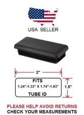 1.5 X 2 INCH RECTANGLE TUBING PLUG/END CAP 1.5" X 2" - QUANTITY 2