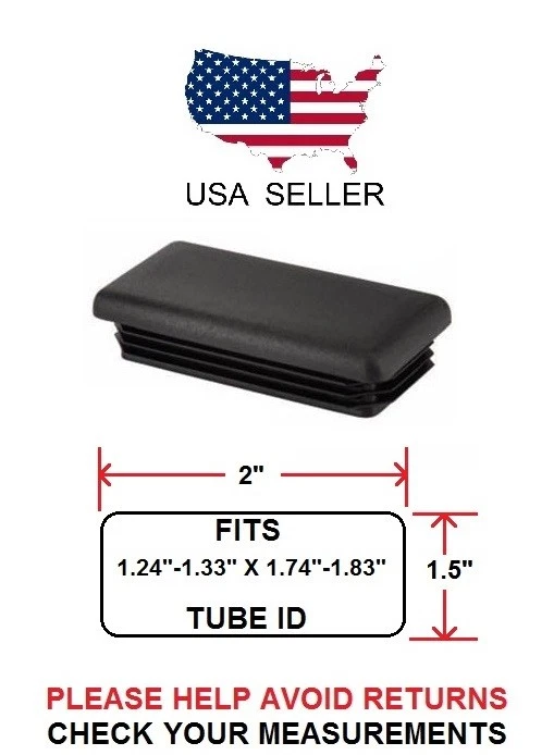 IN HOUSE 1.5 X 2 INCH RECTANGLE TUBING PLUG/END CAP 1.5" X 2" - QUANTITY 2