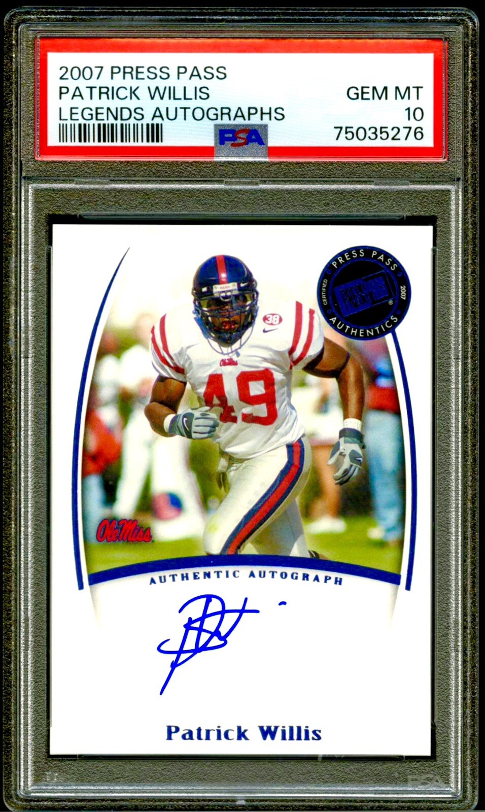 Patrick Willis Press Pass Legends Autographs # Base