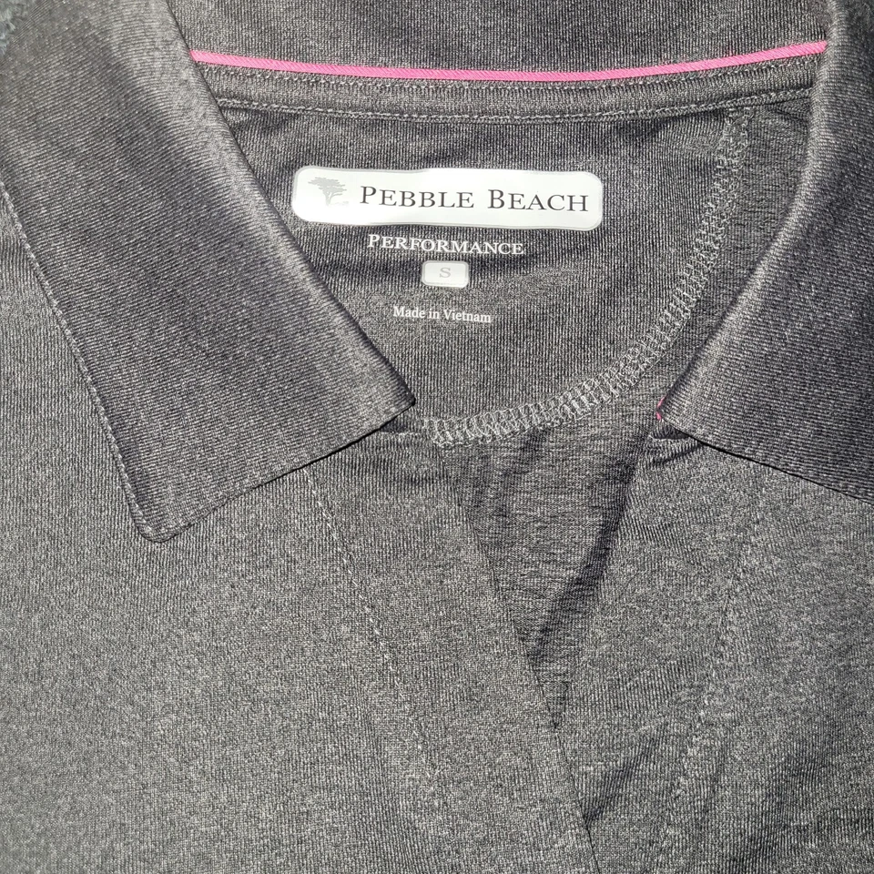 Camisa polo de golf gris con botones con cuello y cuello de playa de guijarros para damas S Foto 2 de 3