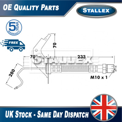 Fits Vauxhall Astra Combo Brake Hose Front Rear Outer Stallex 562178