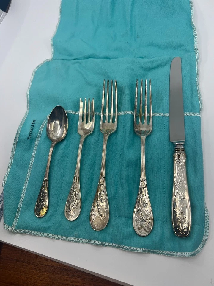 Tiffany & Co. Audubon cinco peças prata esterlina configuração de lugar (sem monograma) - Imagem 2 de 4