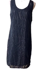 Mlle Gabrielle Dress 12 Black Sequins Sleeveless Cruise Party Flapper Vibes
