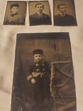 Vintage Antique  4 Tin Type Photo Photographs Civil War Era