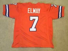 John Elway UNSIGNED CUSTOM Sewn Stitched Orange or White Jersey M to 2XL